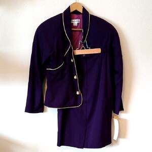 Vintage Bellissima Royal Purple 80s Skirt Suit Deadstock